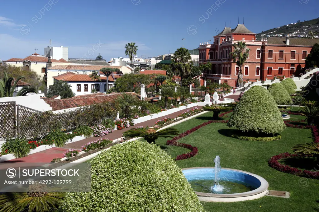 The park Jardines del Marquesado de la second year of grammar school Roja in the Old Town of La Orotava on the island Tenerife on the Canary islands in the Atlantic.