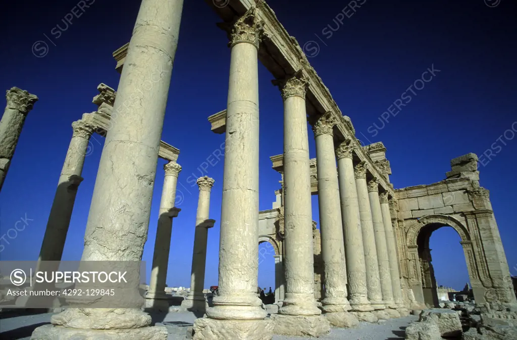 The ruins of Palmyra in the desert Faydat in Syria in the Middle East in Arabia.