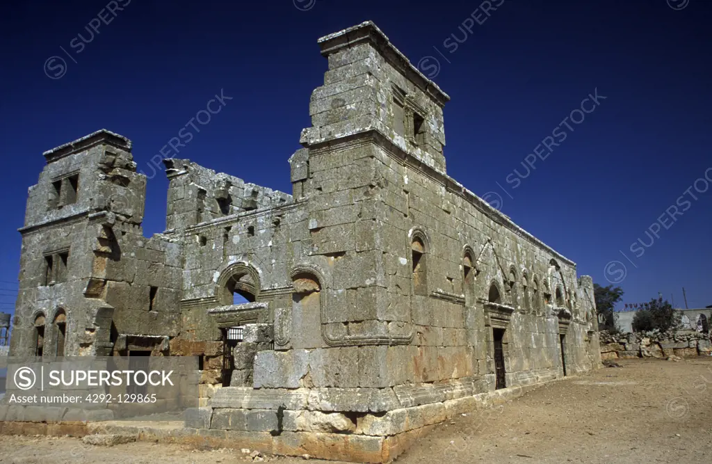 The basilica of Qalb Lhose near Aleppo in the north of Syria in the Middle East in Arabia.
