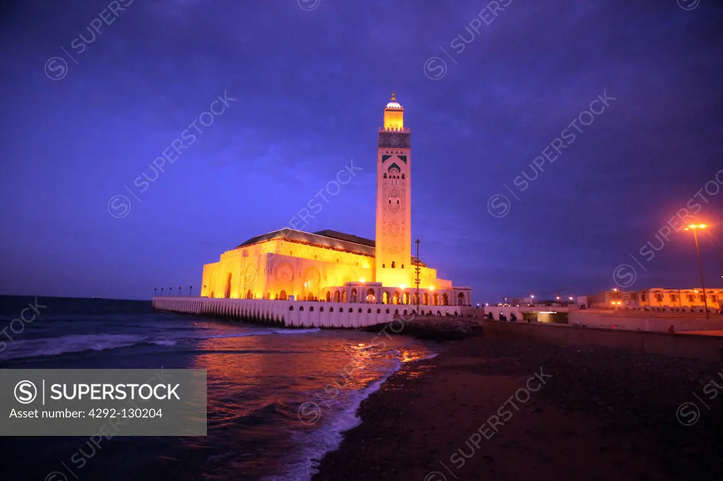 The mosque HassanII in Casablanca in westen from Morocco in North Africa.
