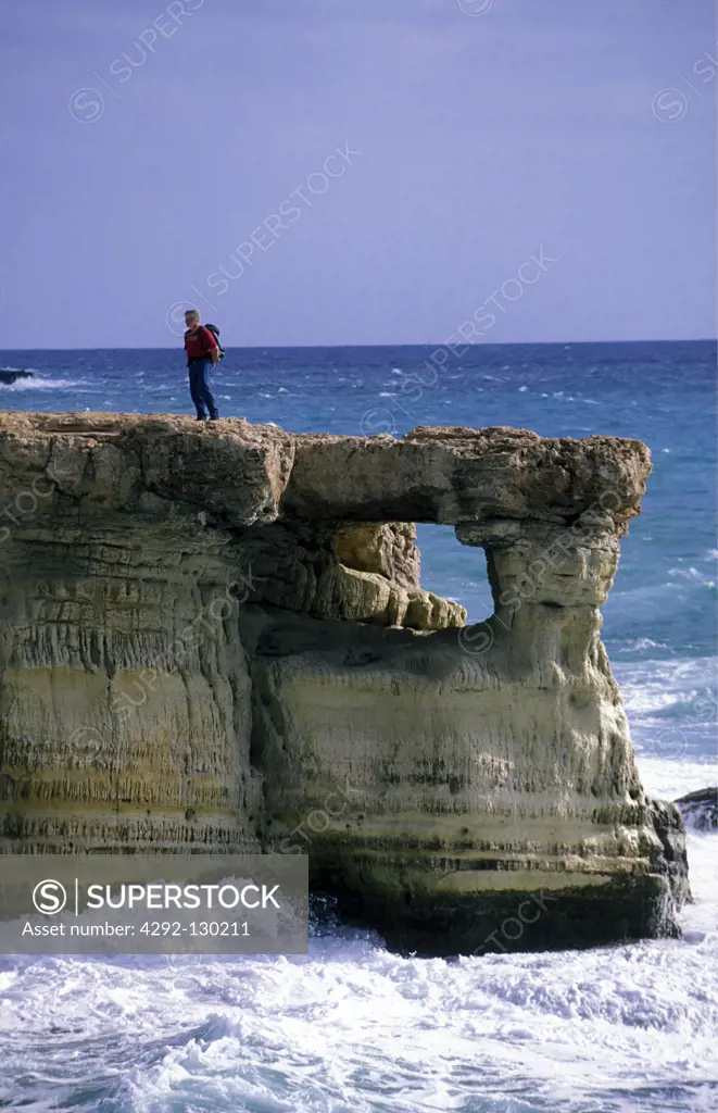 The Mediterranean Sea coast near the cape Greco in the southeast of the island Cyprus in the Mediterranean Sea in Europe.