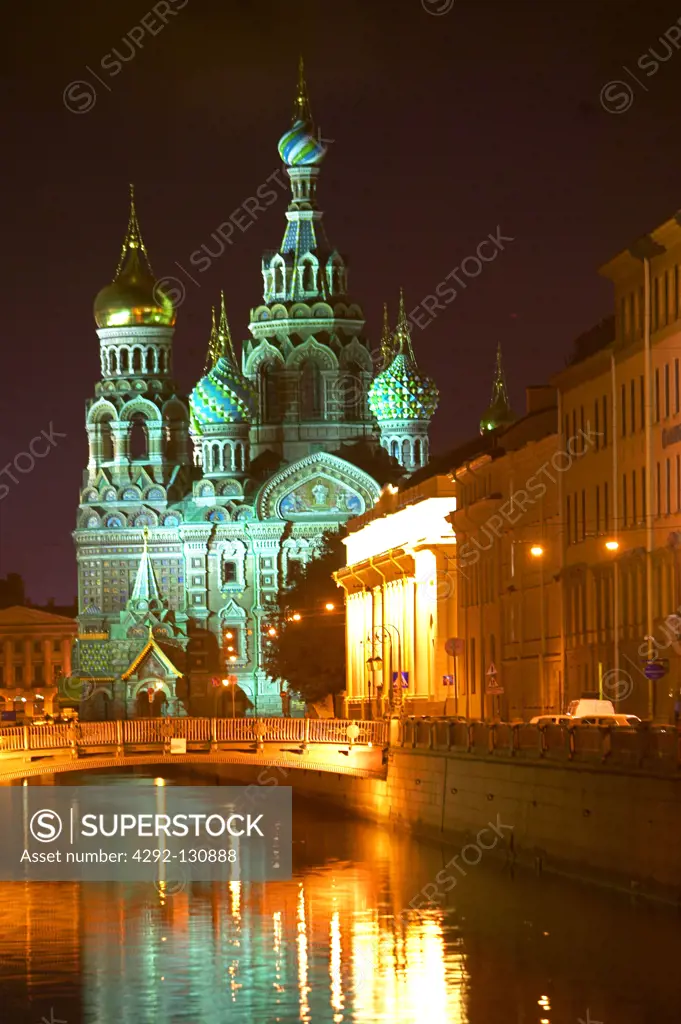 Sankt Petersburg, Auferstehungskirche Blutskirche, Russia Saint Petersburg resurrection church at night
