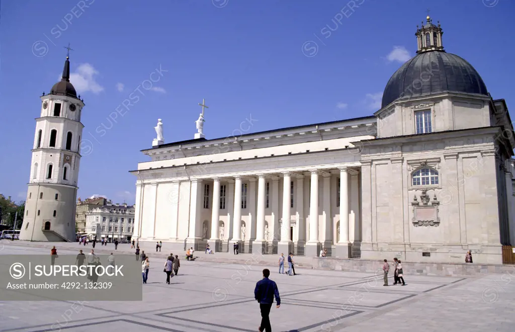 The Cathedral Basilica in Vilnius. The present classical view of the church is the result of design by the prominent architect Laurynas Stuoka- Gucevicius (the end of the 18th century). The main ...