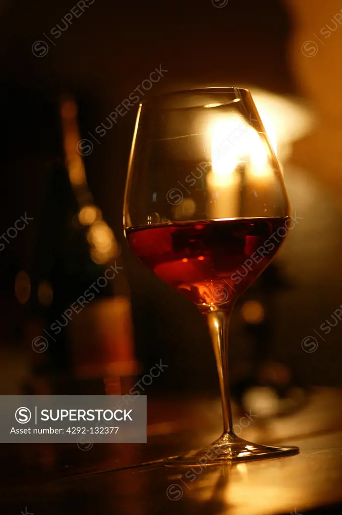 A Wine Glass in a Restaurant.