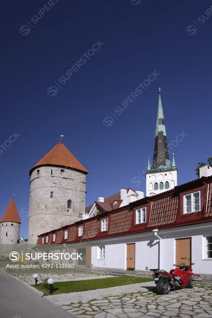 Modern Building by the Medieval Town Wall of Tallinn