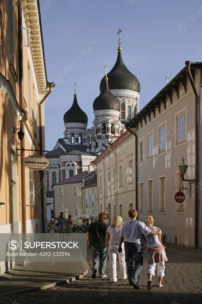 A Street Leading to the Aleksander Nevsky Cathedral in Tallinn