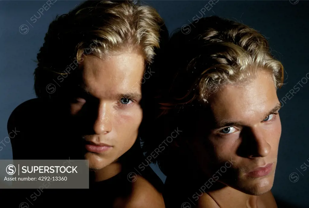 Twins man couple portrait