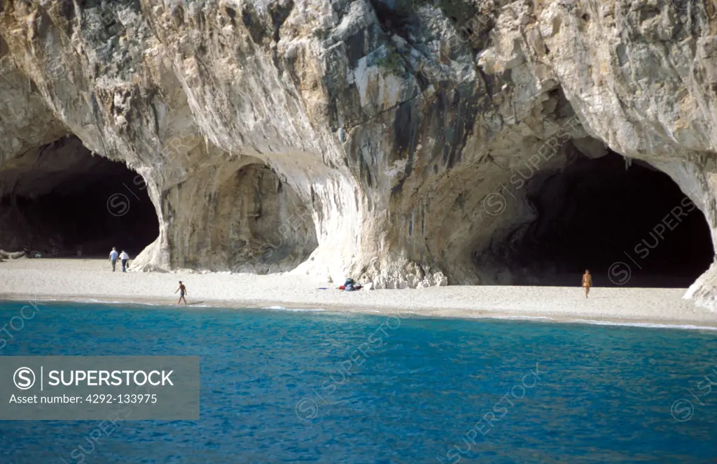 Sardinia, Cala Luna, the limestone cliffs and the caves