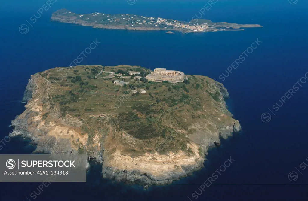 Lazio, Santo Stefano island, aerial view