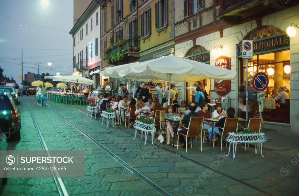 Lombardy, Milan nightlife bars along the Naviglio