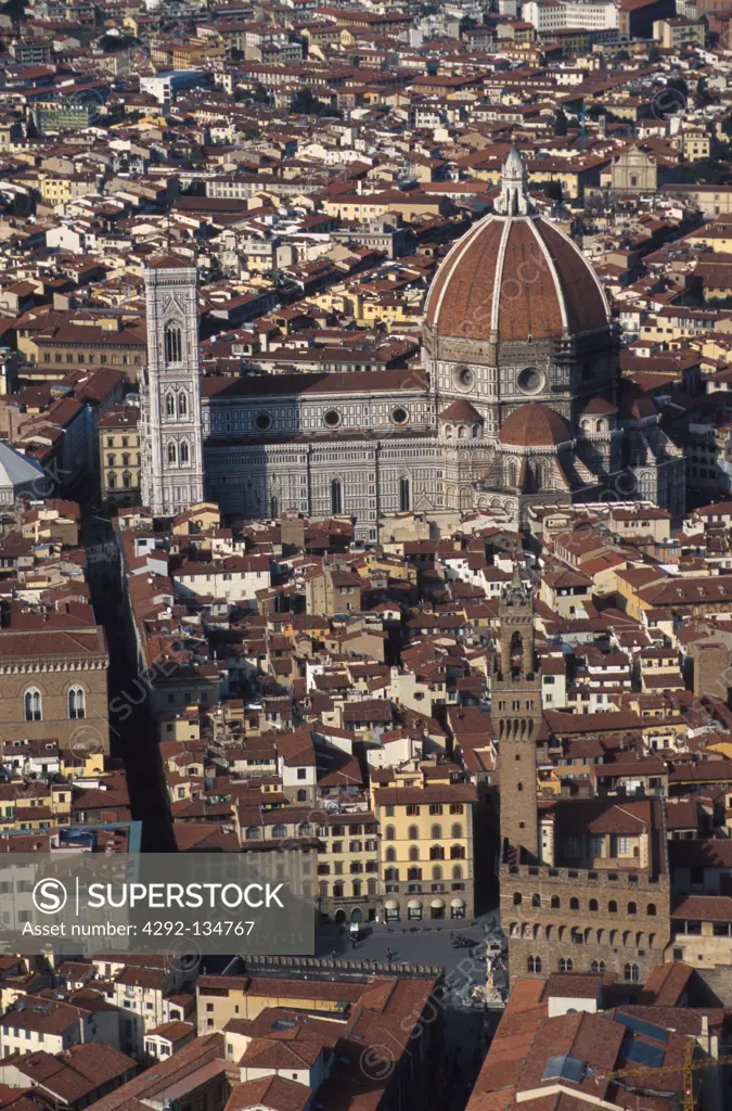 Tuscany, Florence aerial view of the Duomo