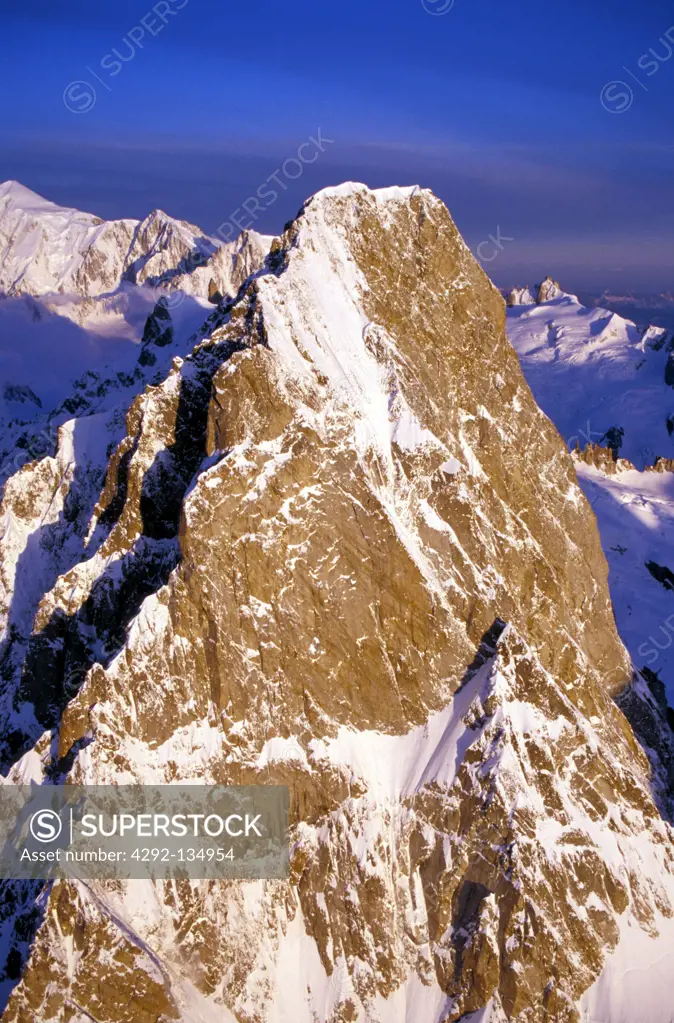 Aosta Valley, Alps of the Mont Italy, Blanc group,the Giant Tooth, aerial view
