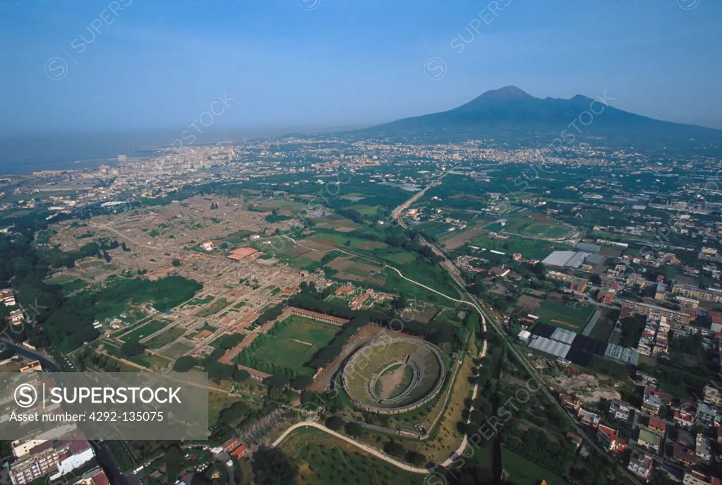 Italy, Campania, Pompei, the roman ruins, from the air