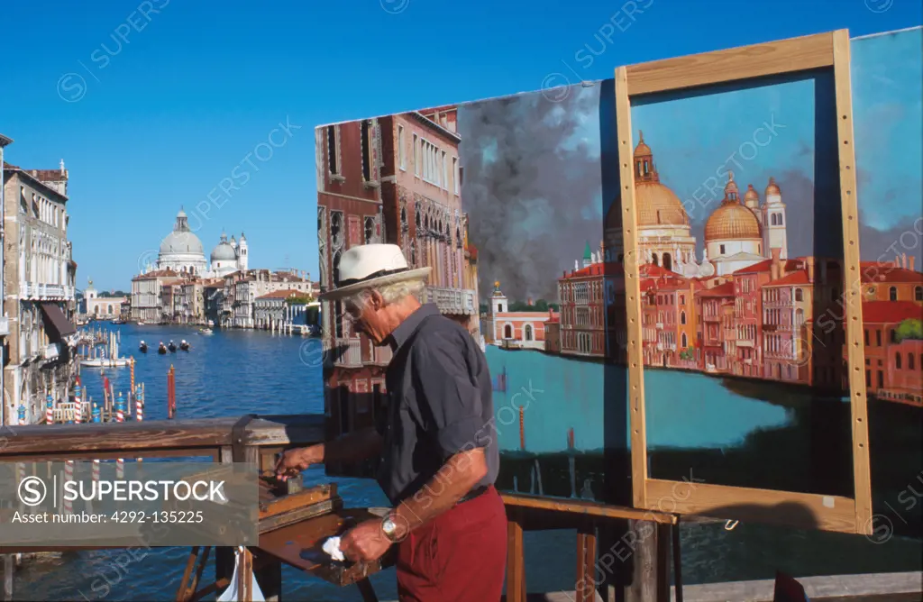 Veneto, Venice. Canal Grande. Painter