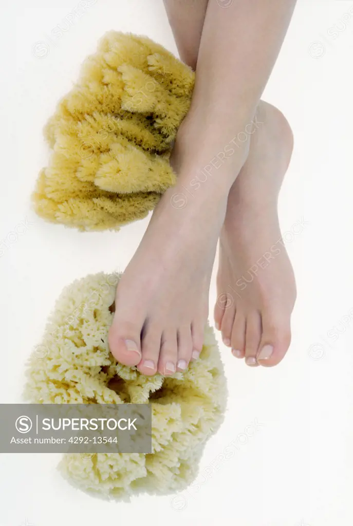 Feet with sponge