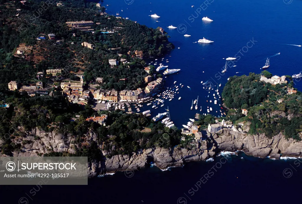 Italy, Liguria, Portofino aerial view