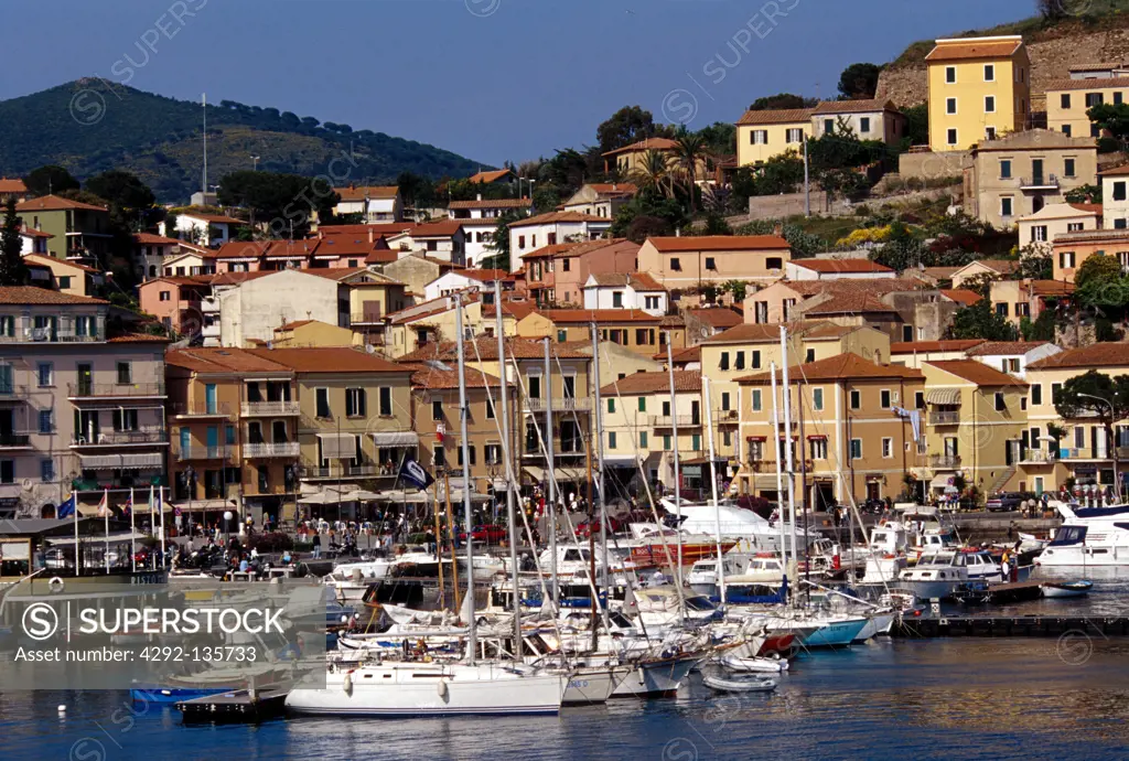 Tuscany, Elba Island, Porto Azzurro town and harbour