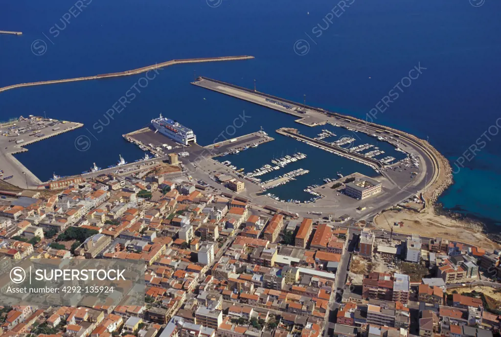 Sardinia, Porto Torres, aerial view