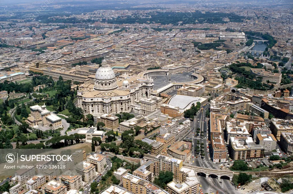 Lazio, Rome aerial view of the Vatican