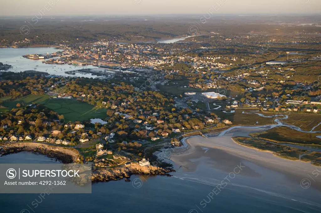 USA, Massachusetts, Gloucester, Good Harbour beach, aerial view