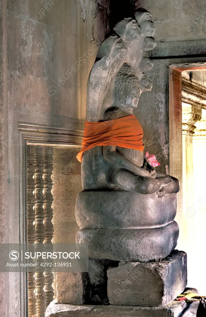 Aia, Cambodia, Angkor, Image of Buddha in Angkor Wat (1113-1150)