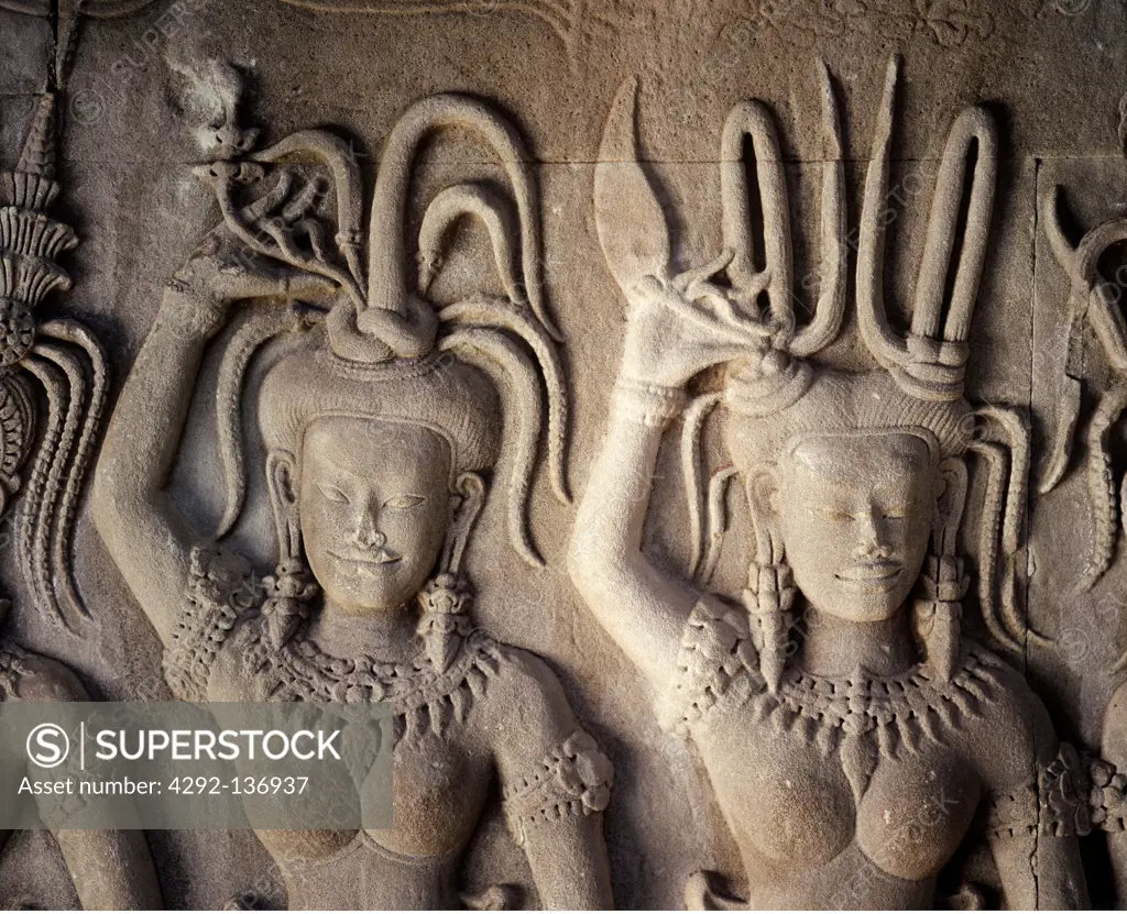 Asia, Cambodia, Angkor, Angkor Wat, bas relief