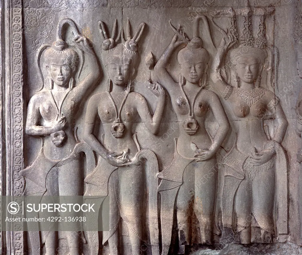 Asia, Cambodia, Angkor, Angkor Wat, bas relief