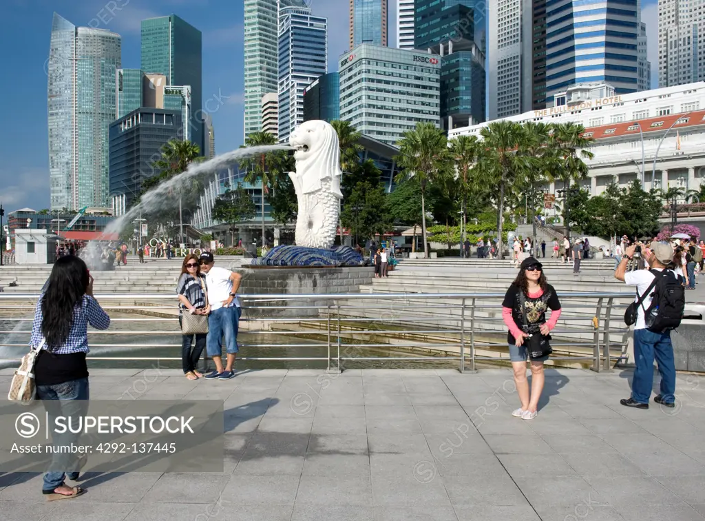 Asia, Singapore, the Merlion fountain