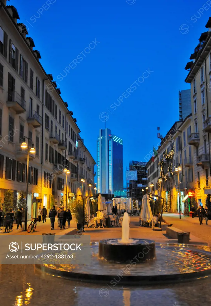 Italy, Lombardy, Milan, Corso Como at dusk