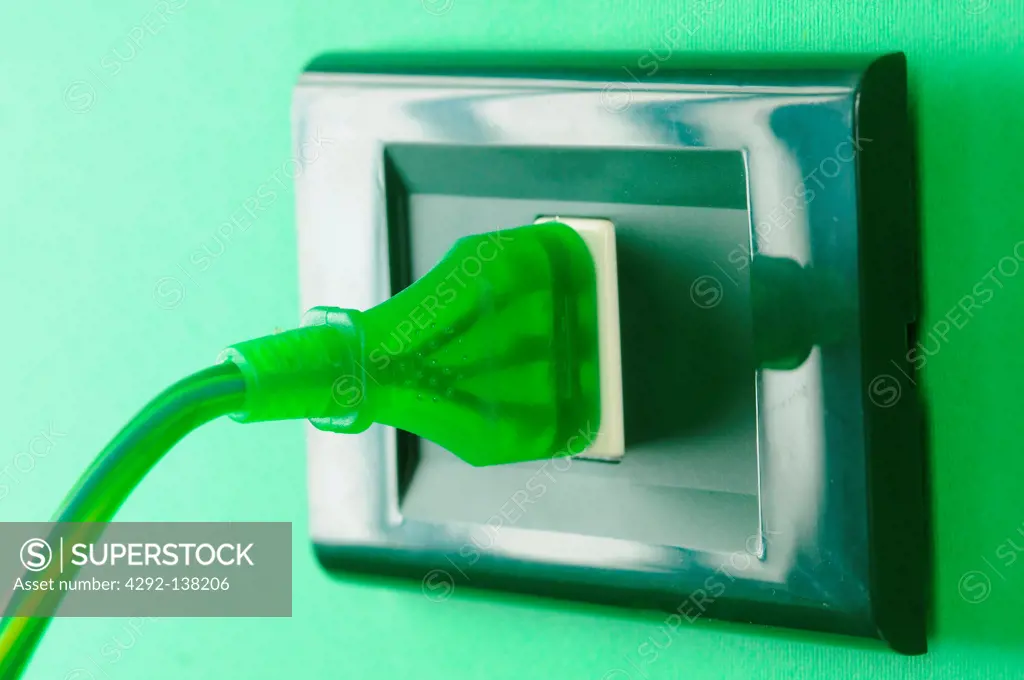 Green electrical plug and socket