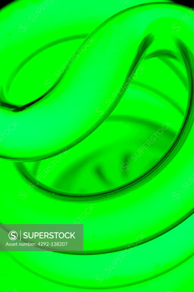 Close up of green fluorescent bulb