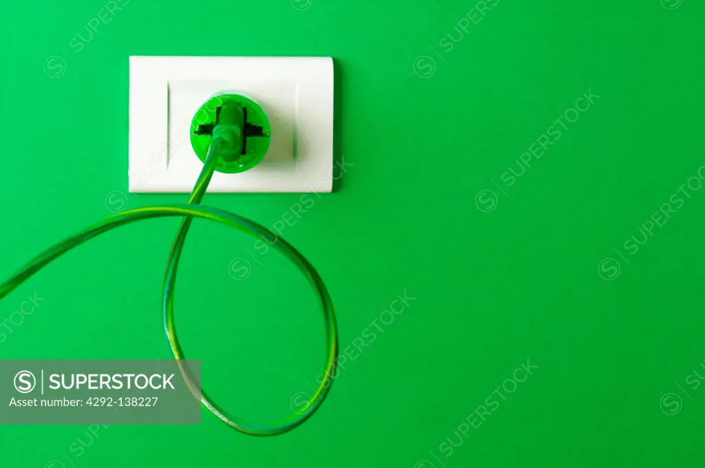A green electrical socket