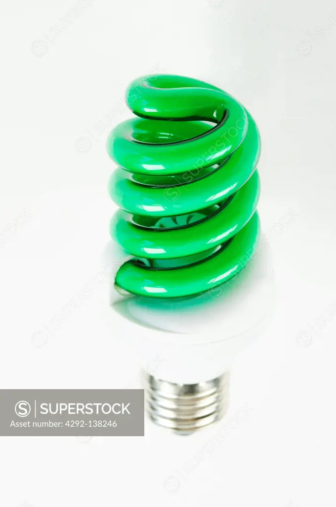 Close up of green fluorescent bulb