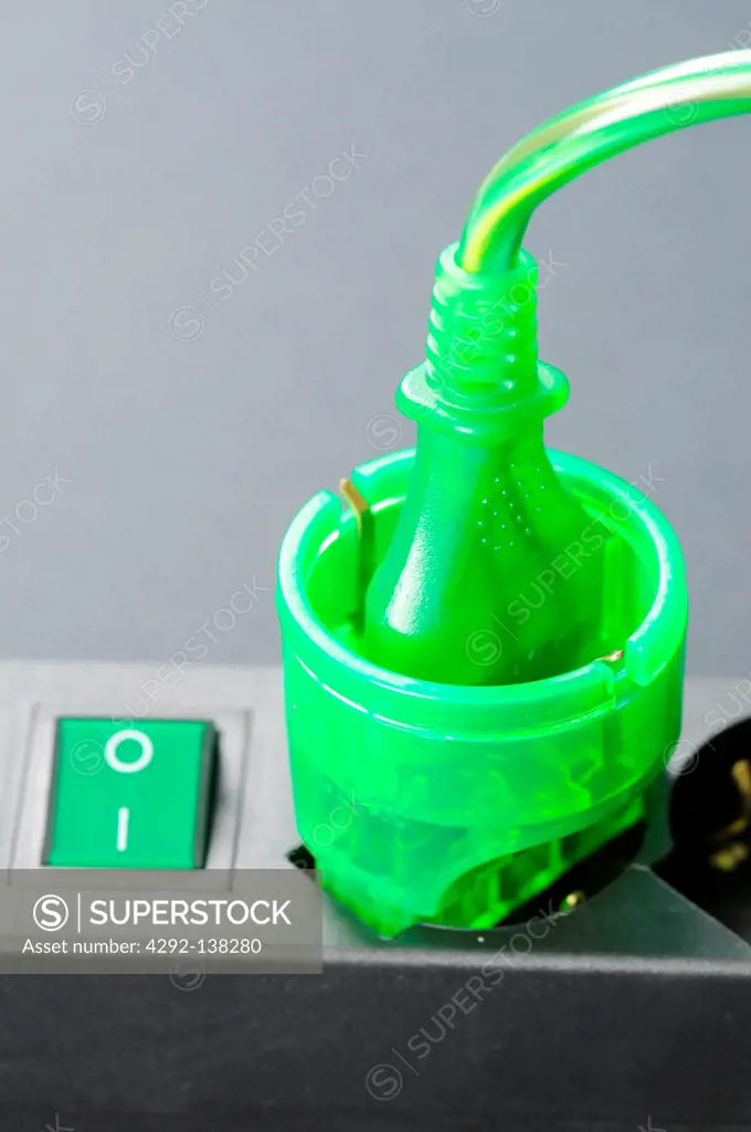 Green electrical plug and socket