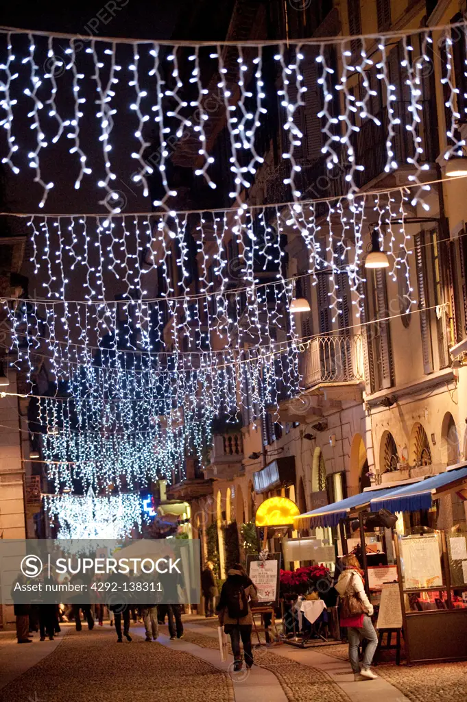 Italy, Lombardy, Milan, Brera district, Christmas lights