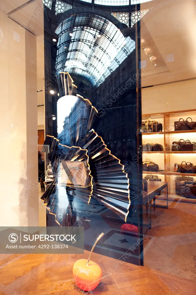 Italy, Lombardy, Milan, Vittorio Emanuele Gallery, Louis Vuitton shop window