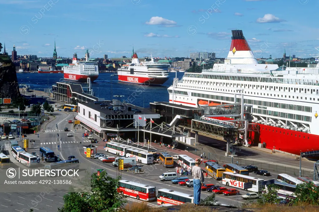 Sweden, Stockholm, ships in harbour