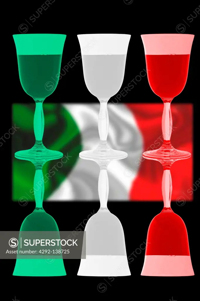 Italian flag with wine glass