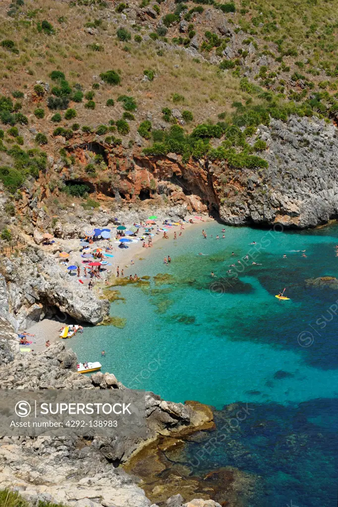 Italy, Sicily, natural reserve of the Zingaro, the beach of cala Craperia