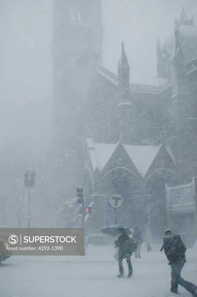 USA, Massachusetts, Boston, snowstorm
