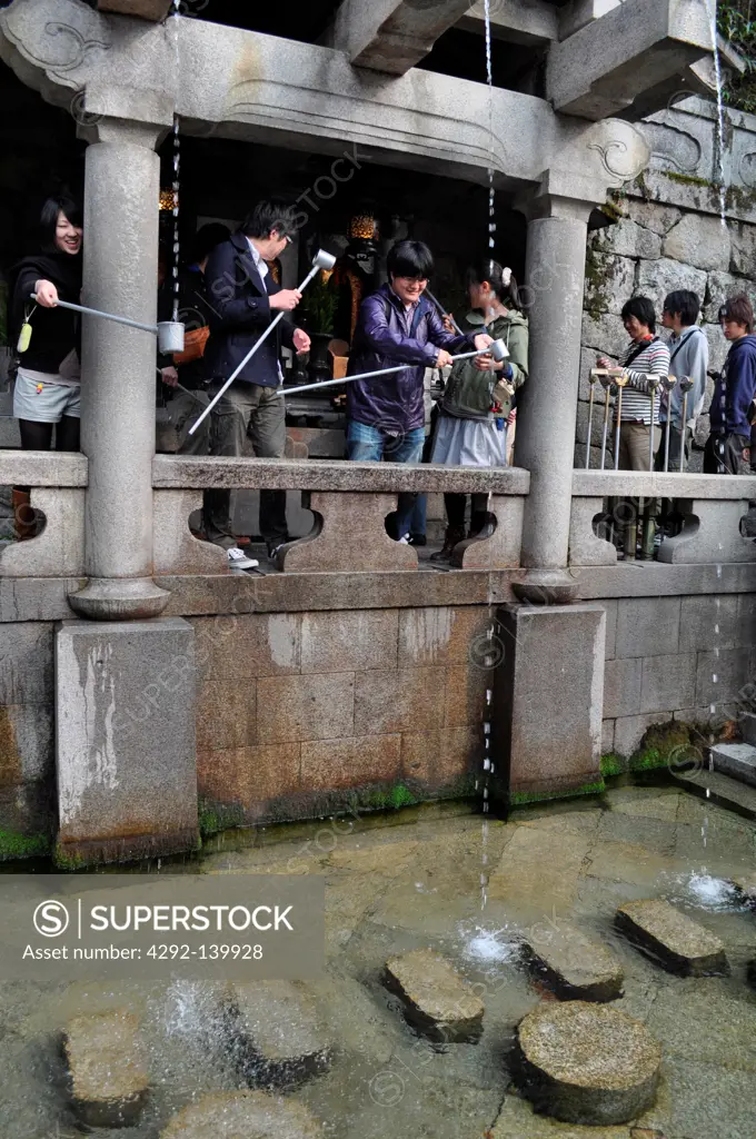 Kyoto, Japan, water ritual at the Kiyomizudera Temple