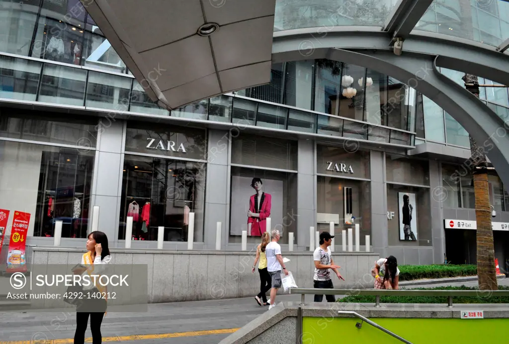 Seoul, South Korea, Zara shop in the Myeong-dong shopping district
