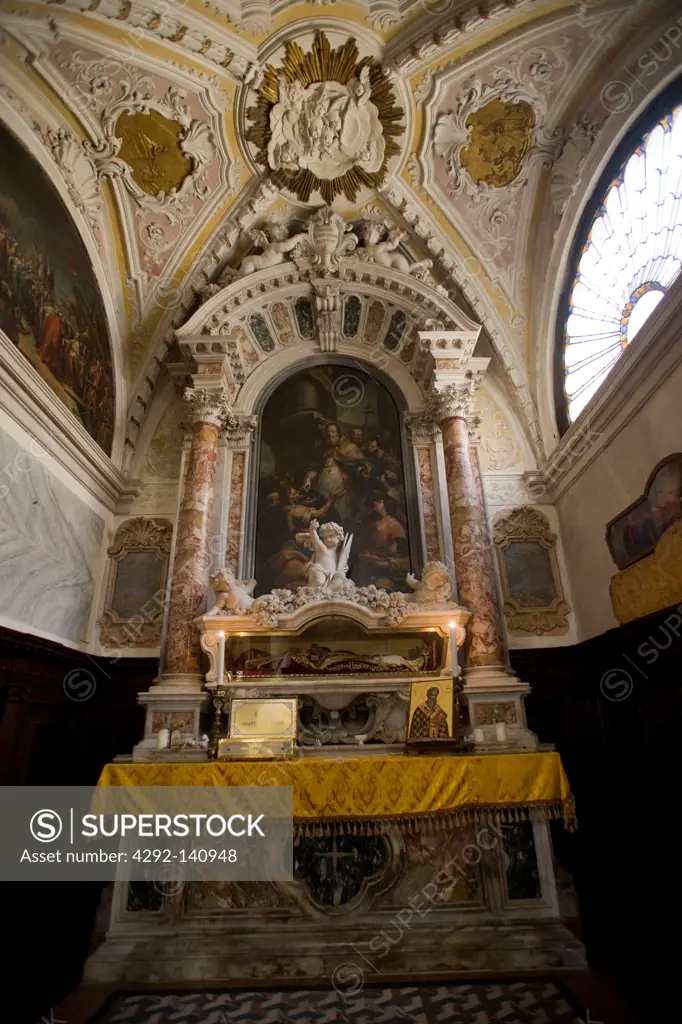 Italy, Veneto, Venice, San Giovanni in Bragora, the altar and the ceiling