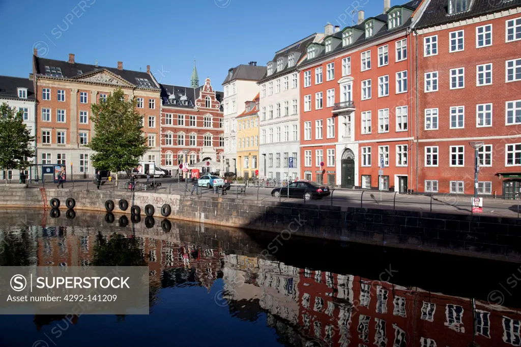 Denmark, Copenhagen, buildings on the GI Strand canal