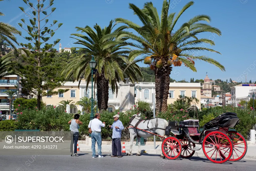 Greece, Ionian Islands, Zante, horse carriage in Solomos square