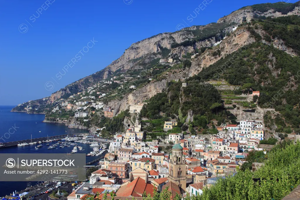 Italy, Campania, Amalfi, View of the town