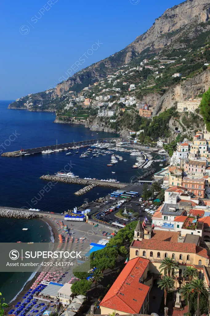 Italy, Campania, Amalfi, View of the town