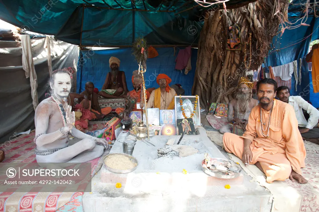 India,Uttar Pradesh, Allahabad (Prayag), Kumbh Mela holy Festival, sadhu