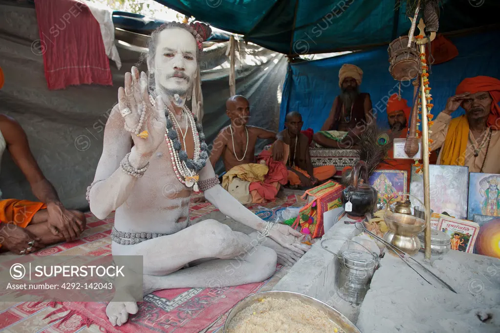 India,Uttar Pradesh, Allahabad (Prayag), Kumbh Mela holy Festival, sadhu