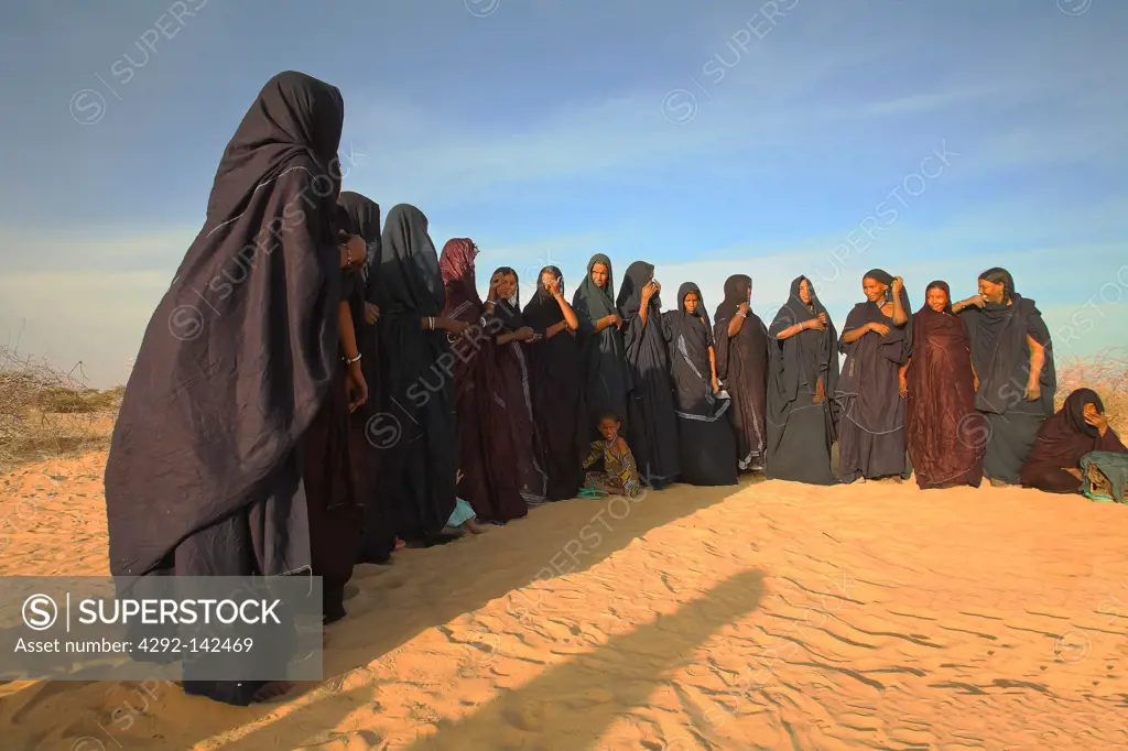 Tuareg women sing and dance close Toumbuktu, Mali